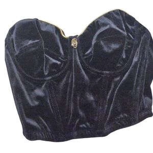 Unique Vintage Black Velvet Bustier Top